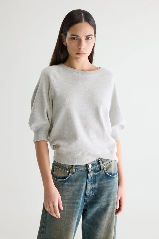 Women's Oversized Sweatshirt Cotton - Blue Stripes Oyster