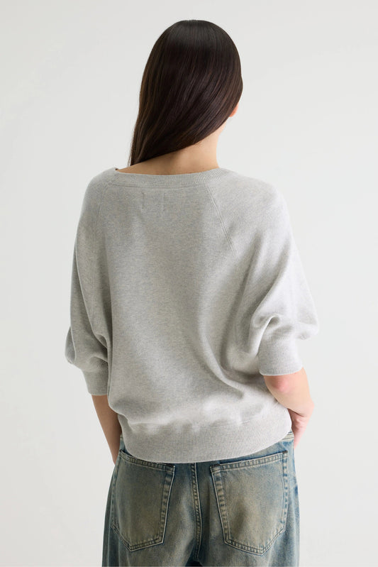 Women's Oversized Sweatshirt Cotton - Blue Stripes Oyster