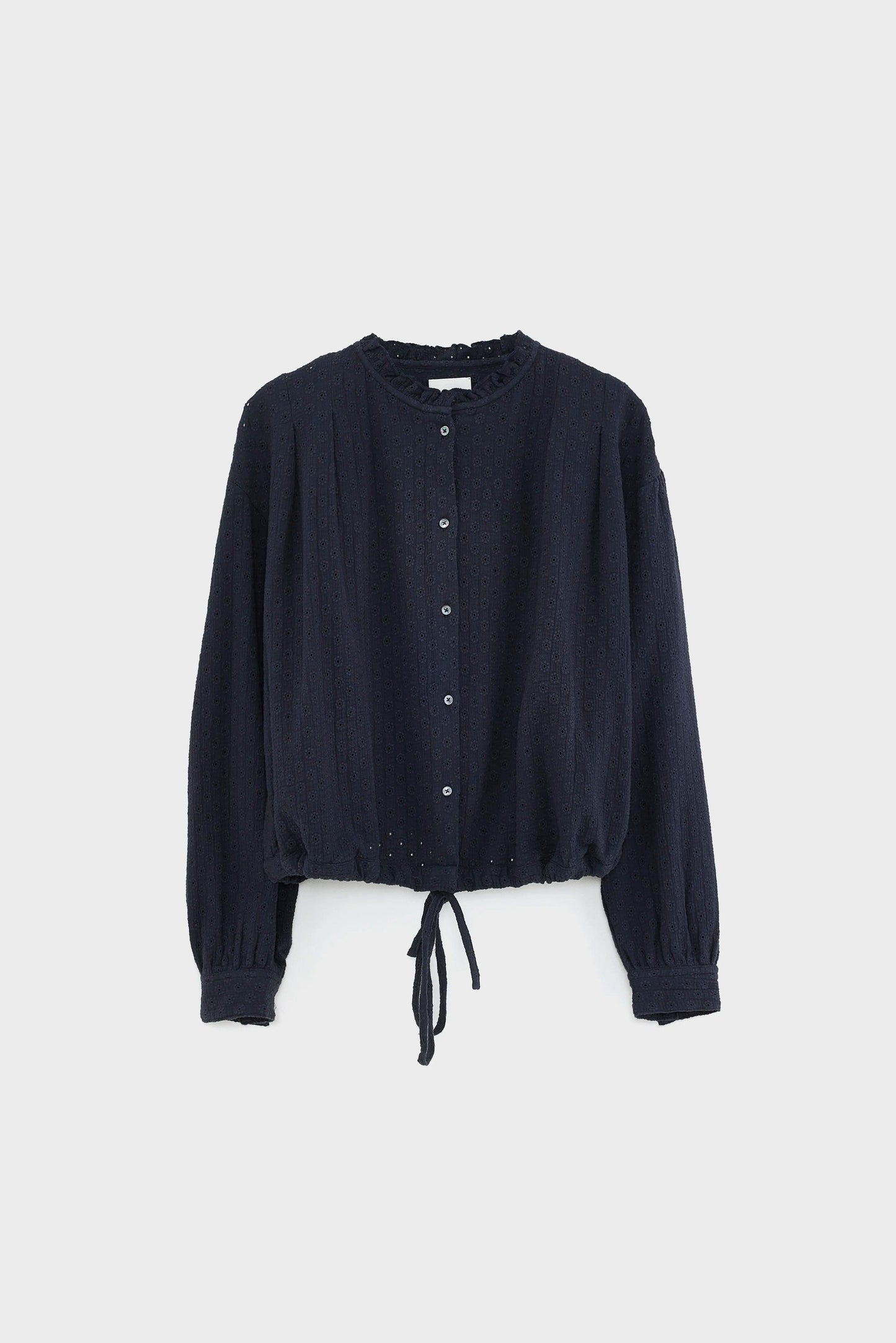 Women Button-Down Blouse 100 Percent Cotton - White Navy