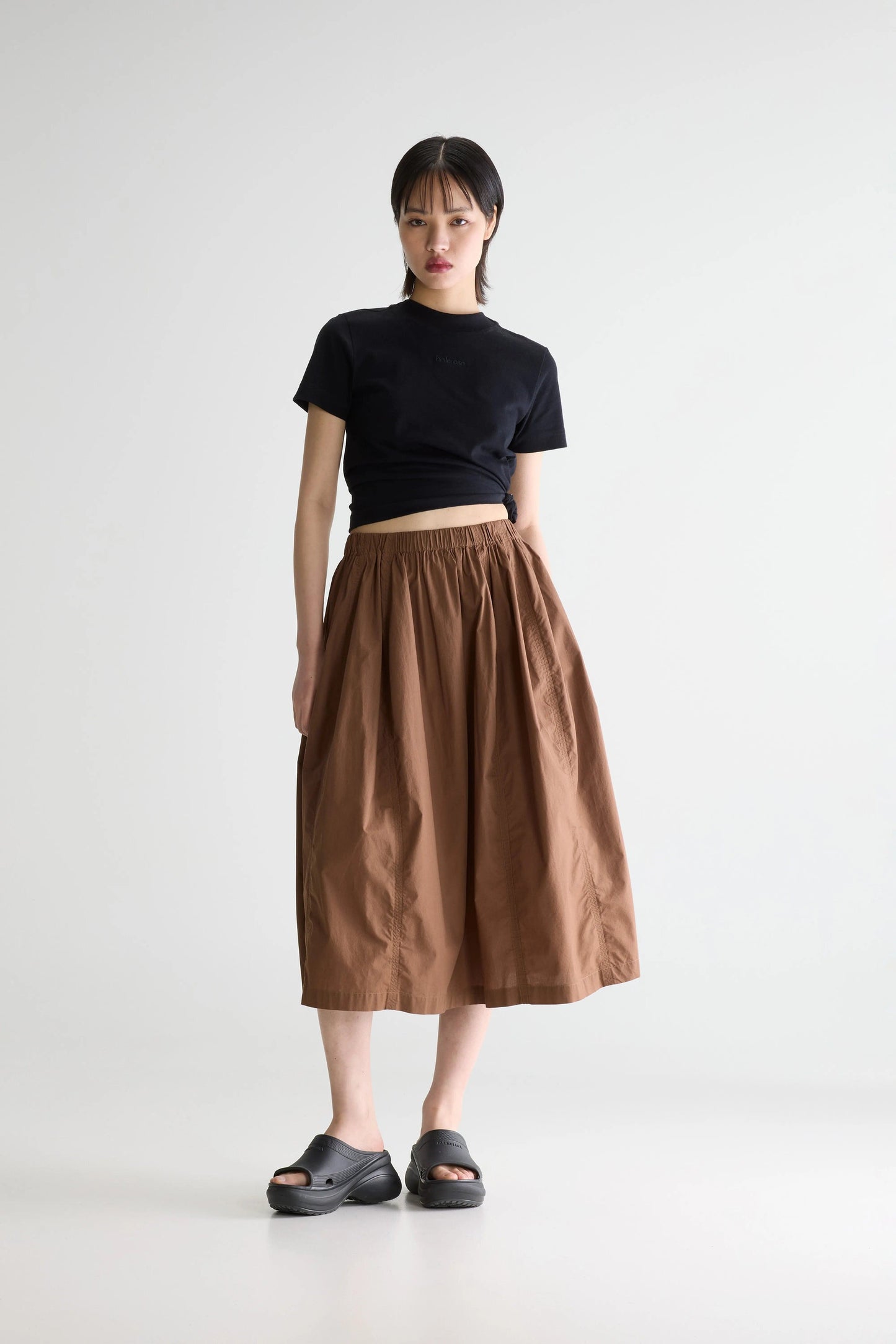 Women's Cinley Midi Skirt Lightweight Cotton - Chocolate