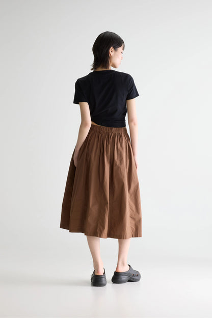 Women's Cinley Midi Skirt Lightweight Cotton - Chocolate
