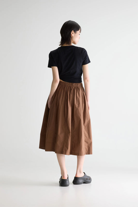 Women's Cinley Midi Skirt Lightweight Cotton - Chocolate