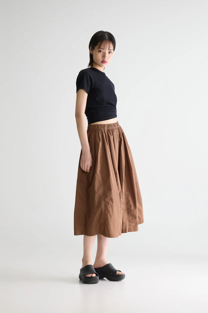 Women's Cinley Midi Skirt Lightweight Cotton - Chocolate