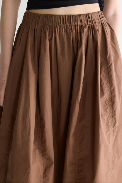 Women's Cinley Midi Skirt Lightweight Cotton - Chocolate