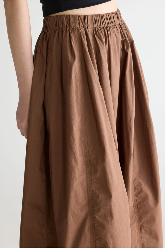 Women's Cinley Midi Skirt Lightweight Cotton - Chocolate