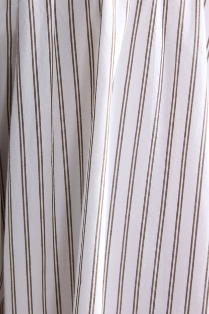 Women's Skirt Cotton-Blend - Khaki Stripe Pattern Stripe-A