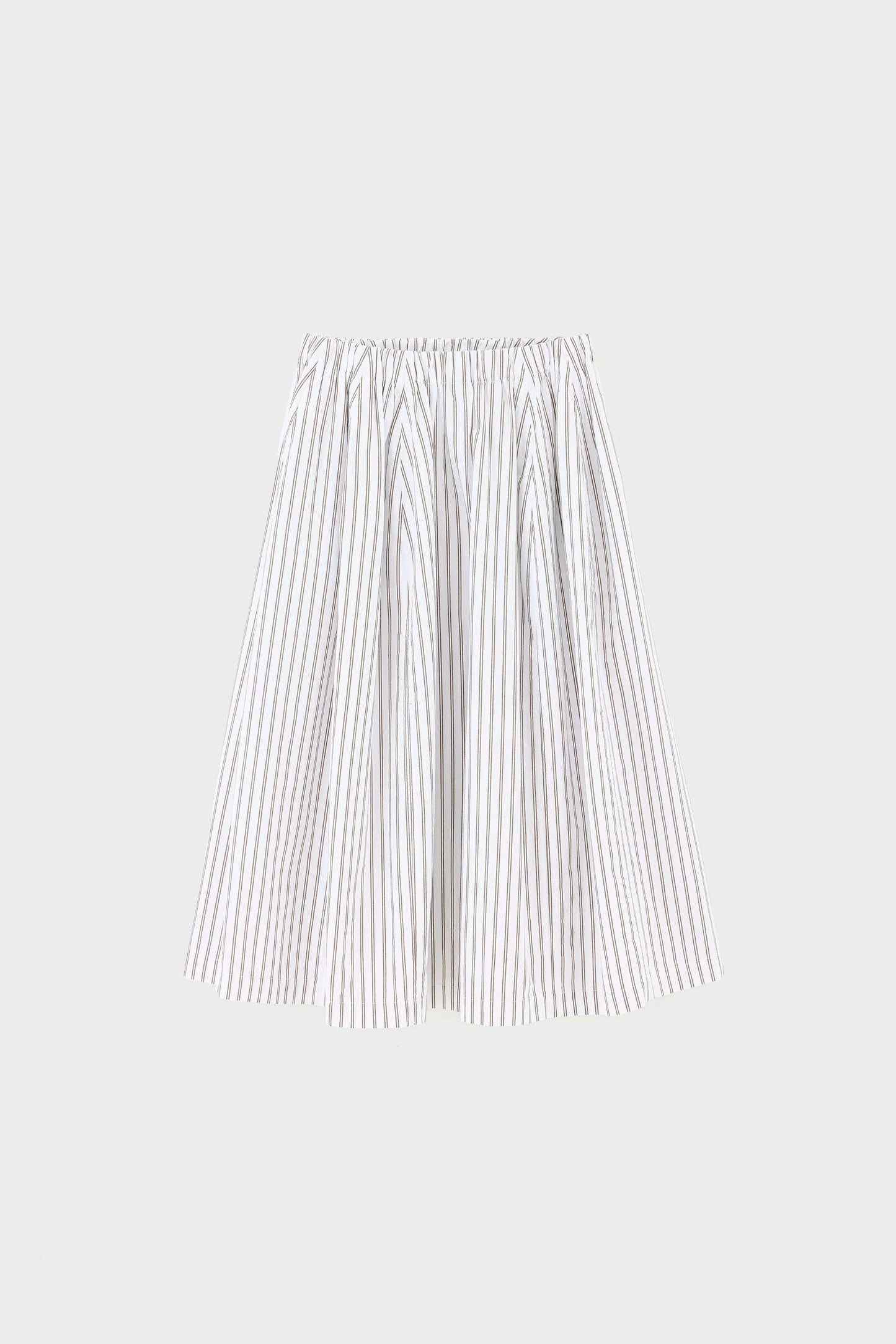 Women's Skirt Cotton-Blend - Khaki Stripe Pattern Stripe-A