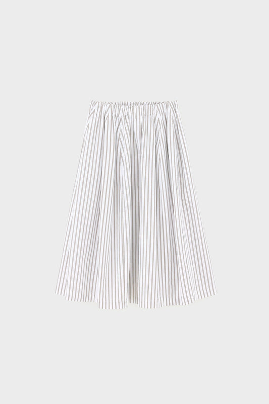 Women's Skirt Cotton-Blend - Khaki Stripe Pattern Stripe-A