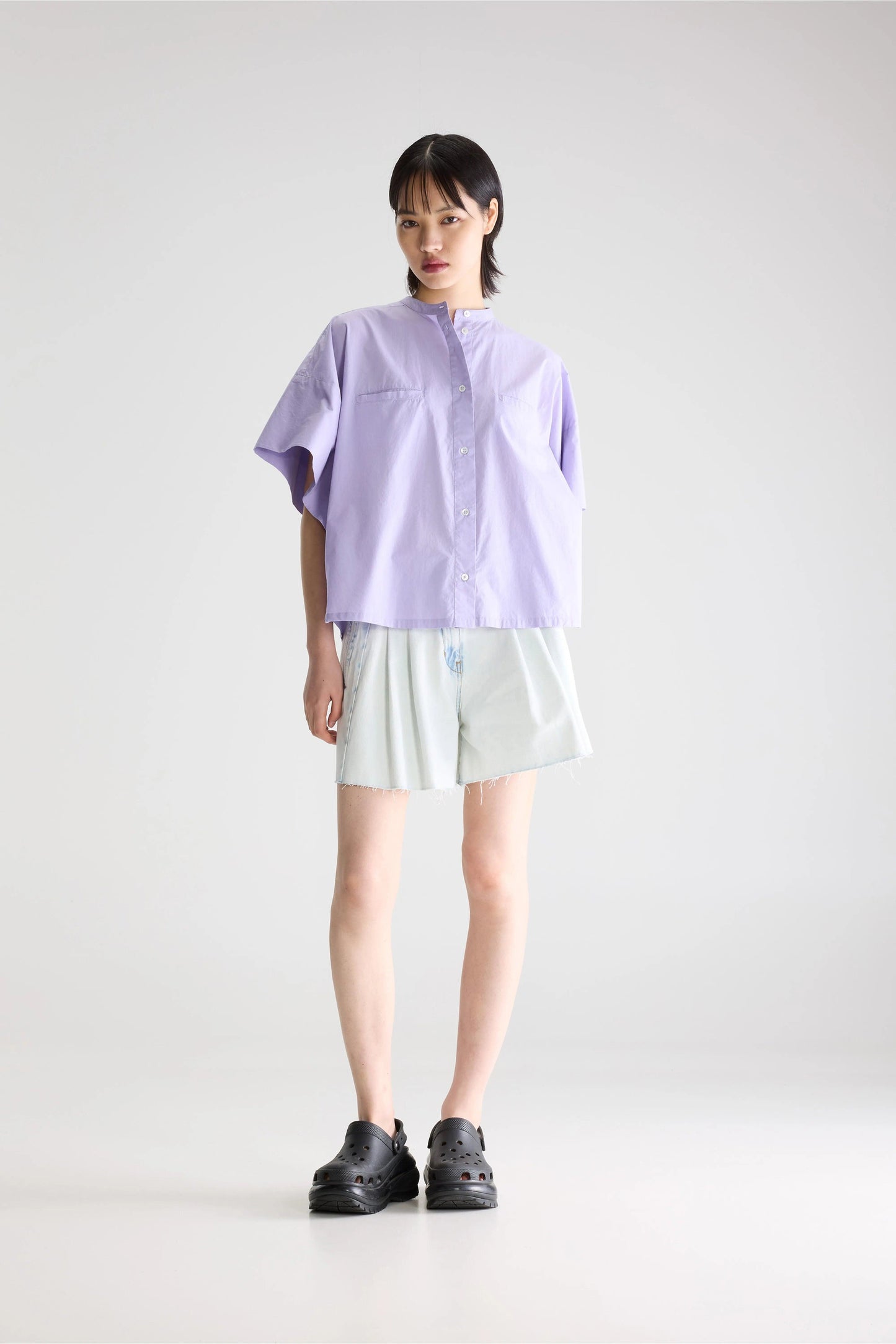 Women Button-Down Blouse Organic Cotton Poplin - Iris