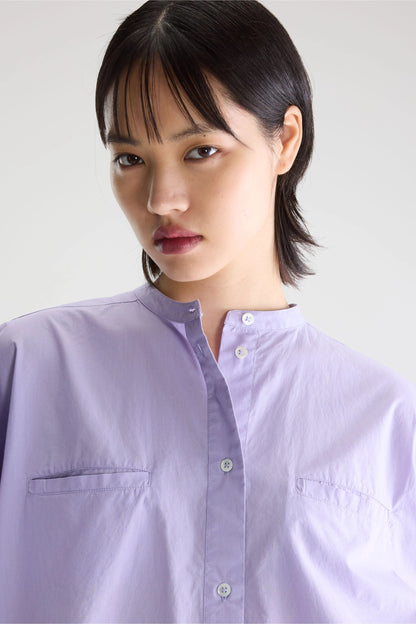 Women Button-Down Blouse Organic Cotton Poplin - Iris