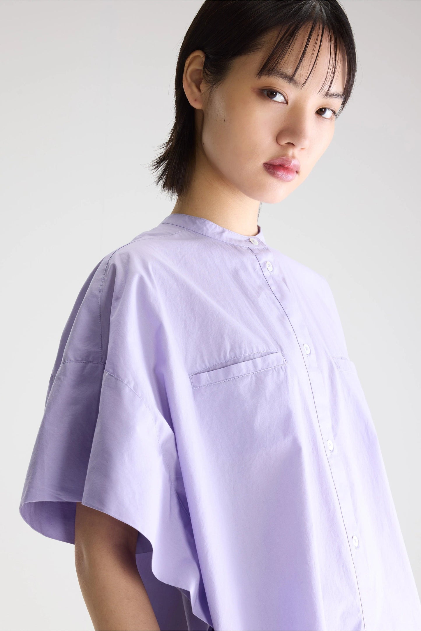 Women Button-Down Blouse Organic Cotton Poplin - Iris