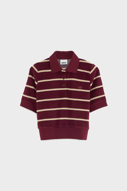 Men's Polo Shirt Regular-Fit Terry Cloth - Burgundy Stripe Stripe-A