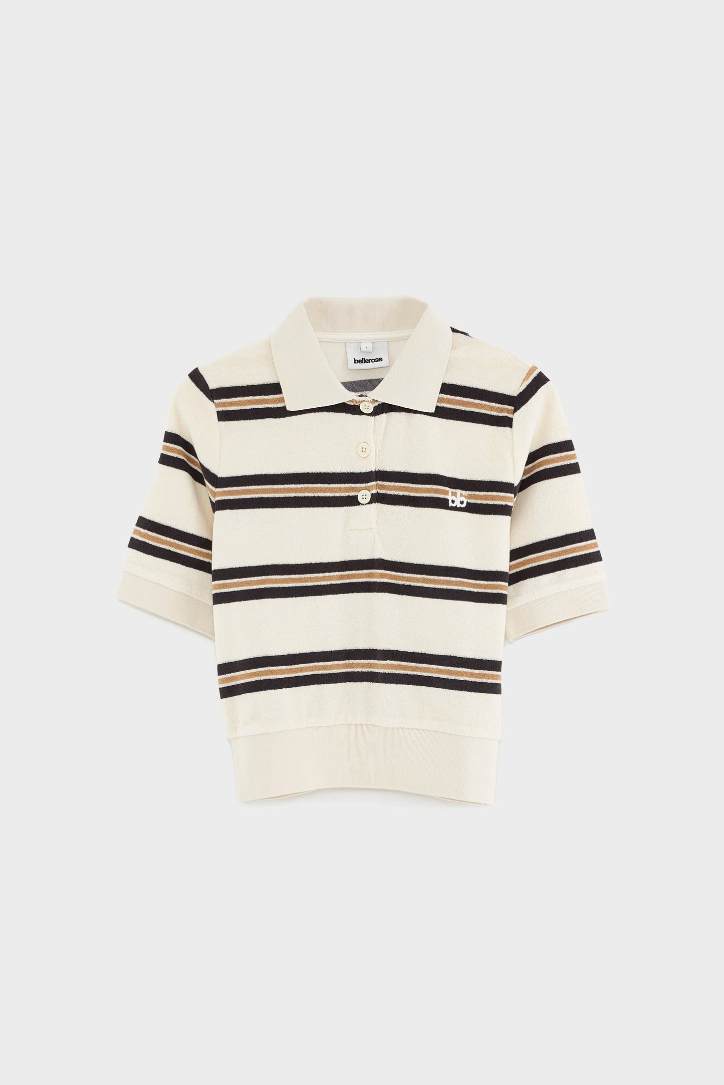 Men's Polo Shirt Terry Cloth - Burgundy Yellow Stripe Stripe-B