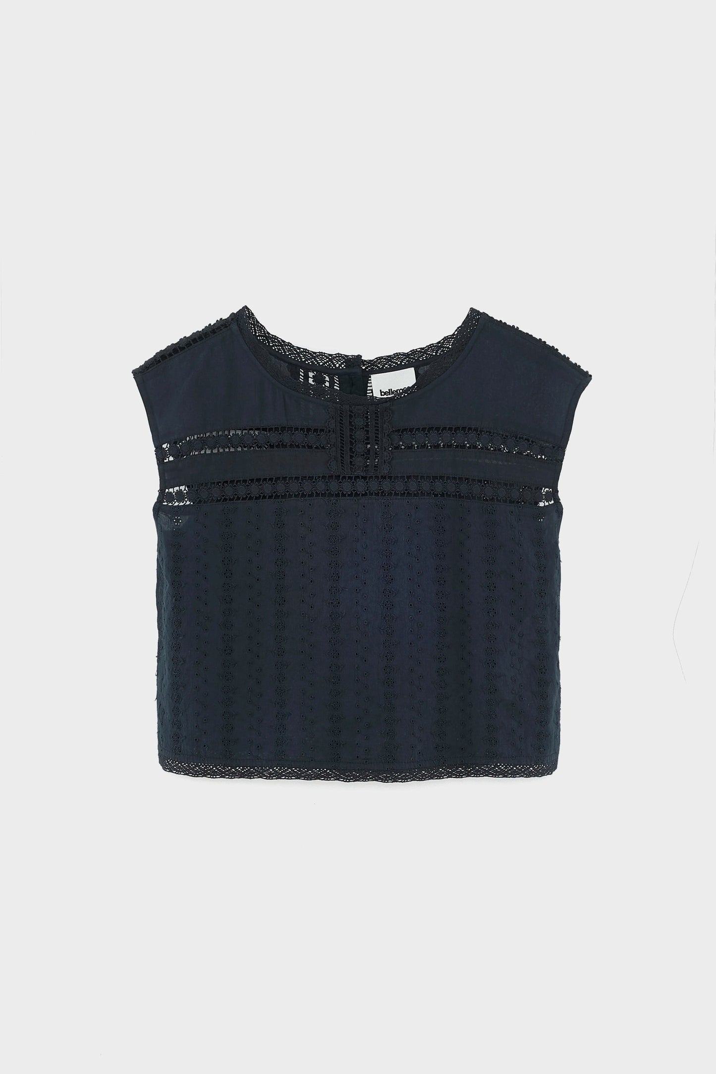 Women's Blouse Cotton Embroidered Eyelet Details - Meteorite