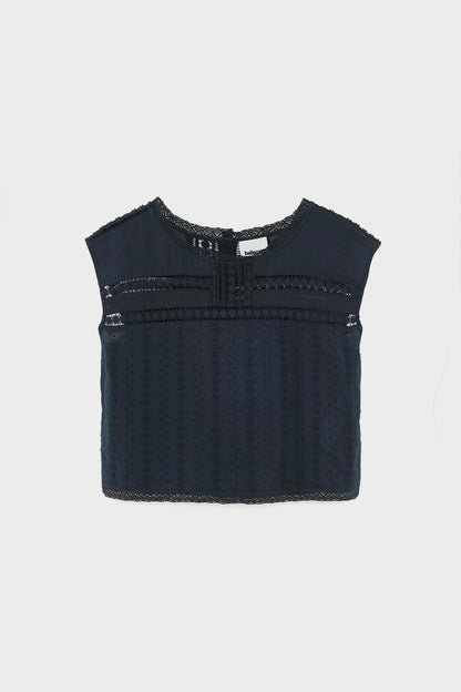 Women's Blouse Cotton Embroidered Eyelet Details - Meteorite