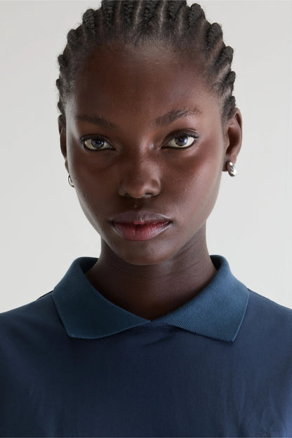 Women's Polo T-Shirt 100 Percent Cotton Jersey - Navy Blue Parker