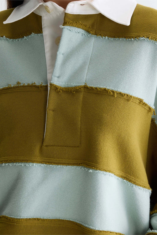 Women's Rugby-Style Sweatshirt 100% Cotton Poplin - Mint Combo-B