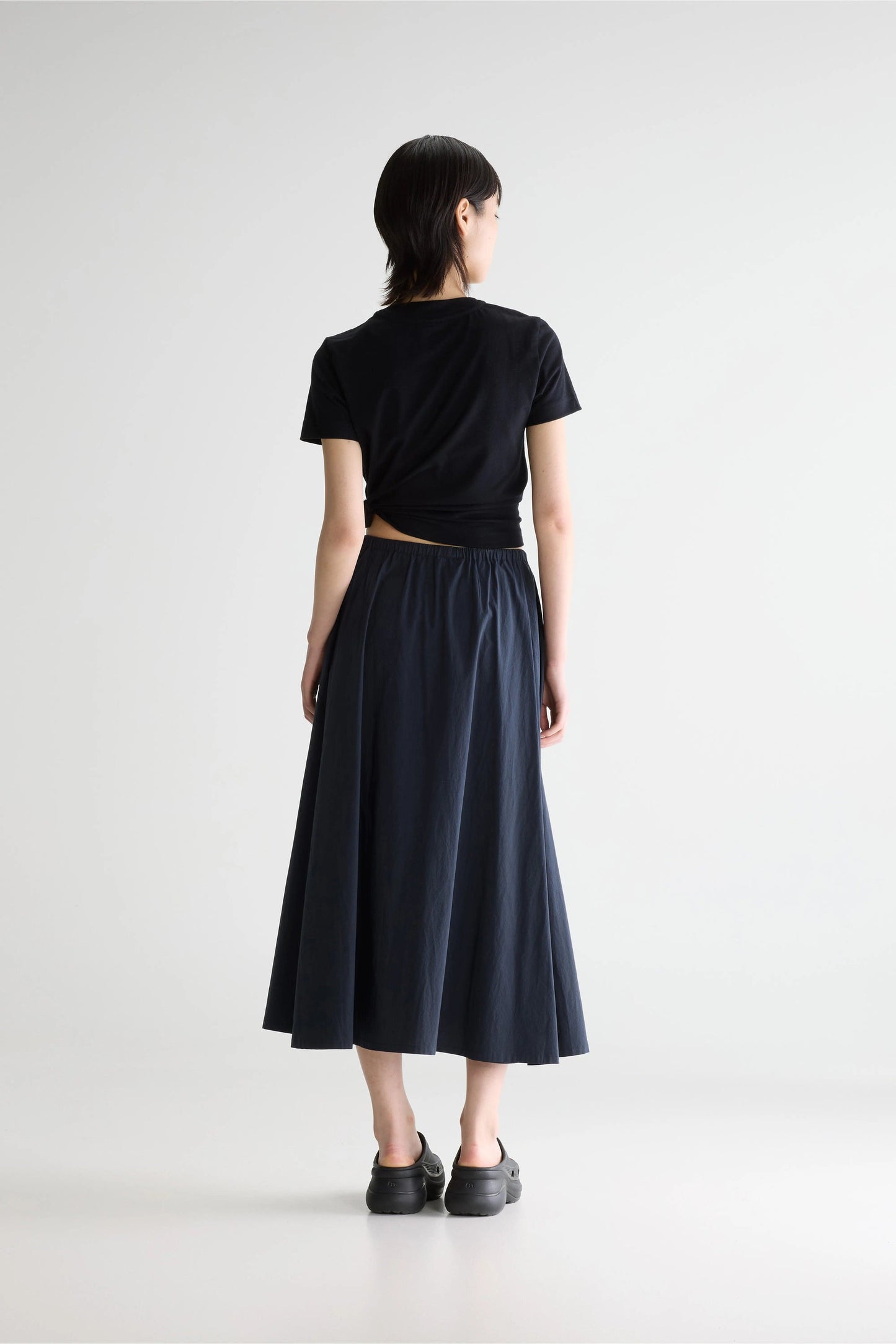 Women's A-Line Midi Relaxed Skirt Cotton Poplin - Navy Captain