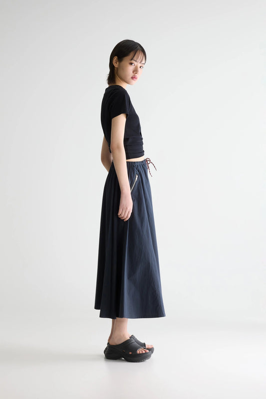 Women's A-Line Midi Relaxed Skirt Cotton Poplin - Navy Captain