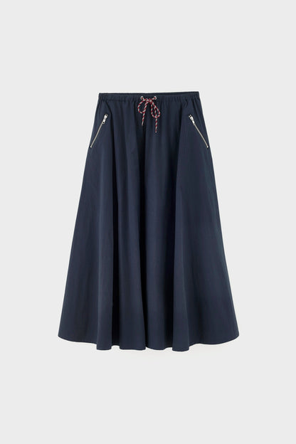 Women's A-Line Midi Relaxed Skirt Cotton Poplin - Navy Captain