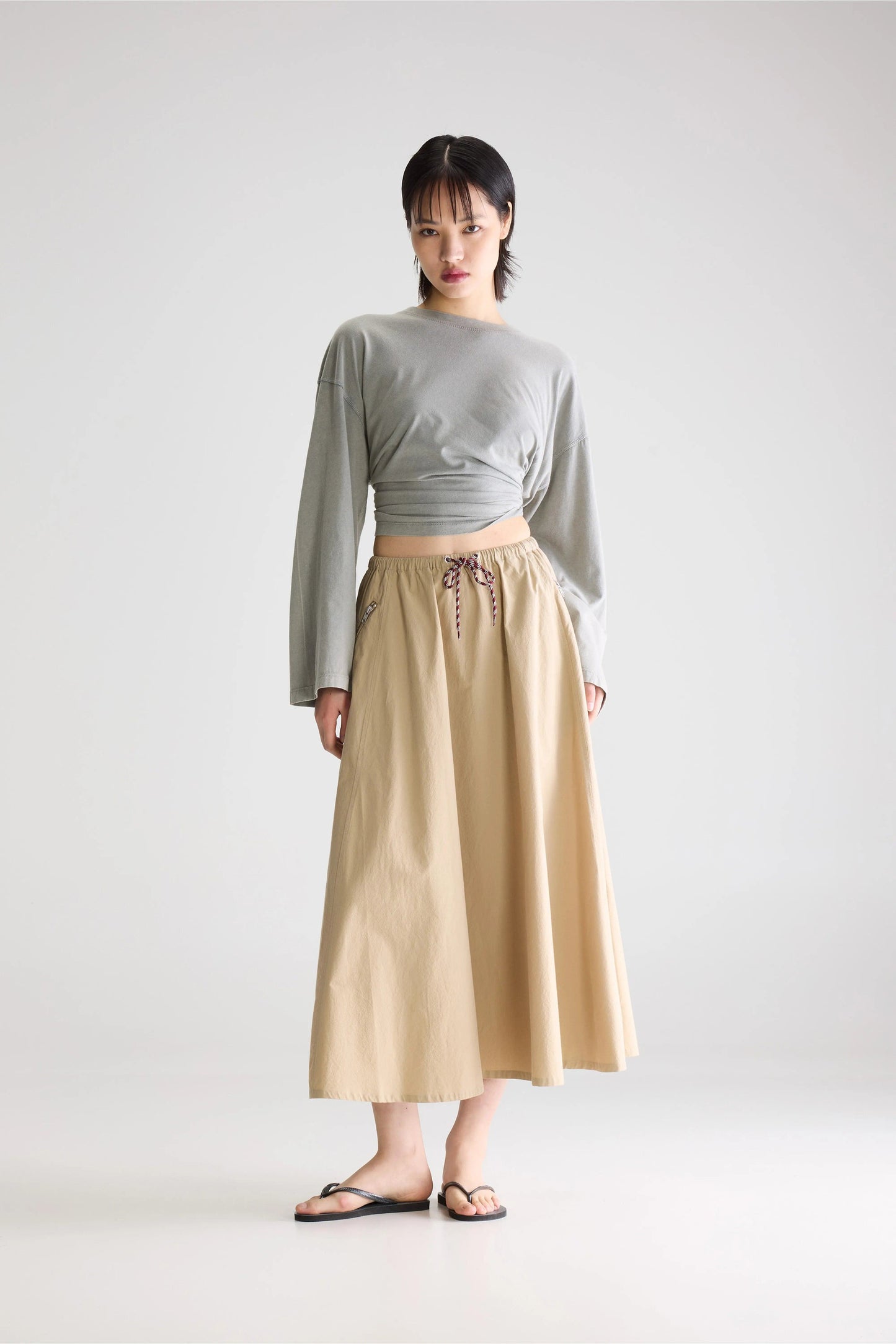 Women's Lightweight A-Line Midi Skirt Cotton - Clay
