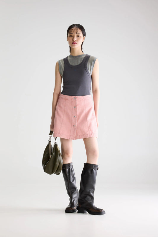 Women's Skirt  Washed Denim Fabric - Faded Pink Vintage