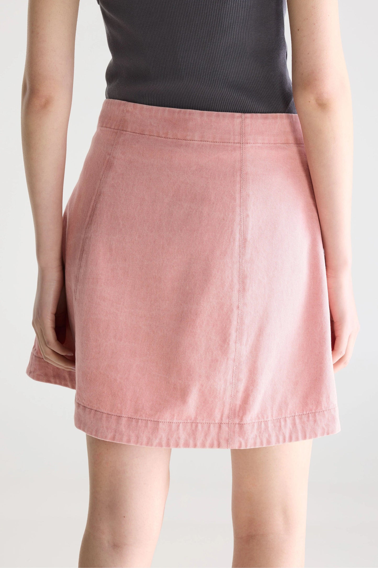 Women's Skirt  Washed Denim Fabric - Faded Pink Vintage