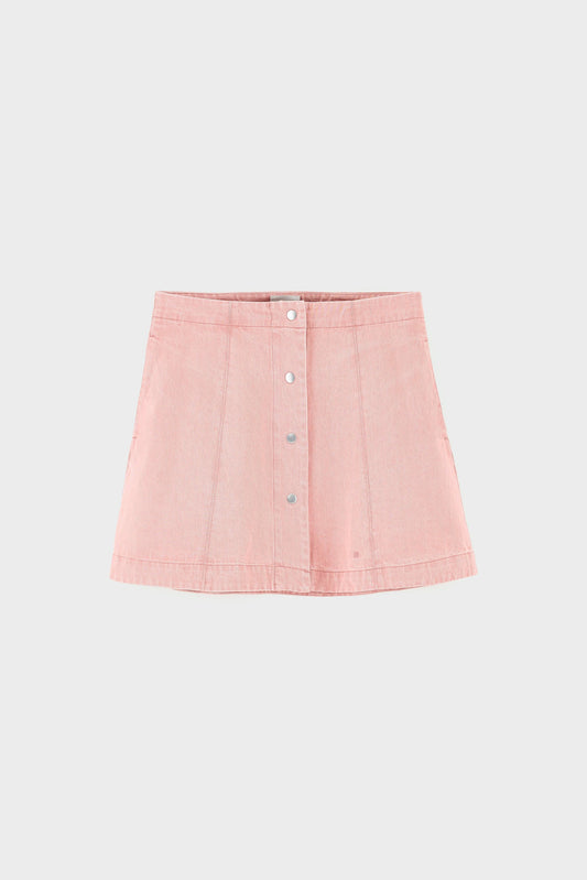 Women's Skirt  Washed Denim Fabric - Faded Pink Vintage