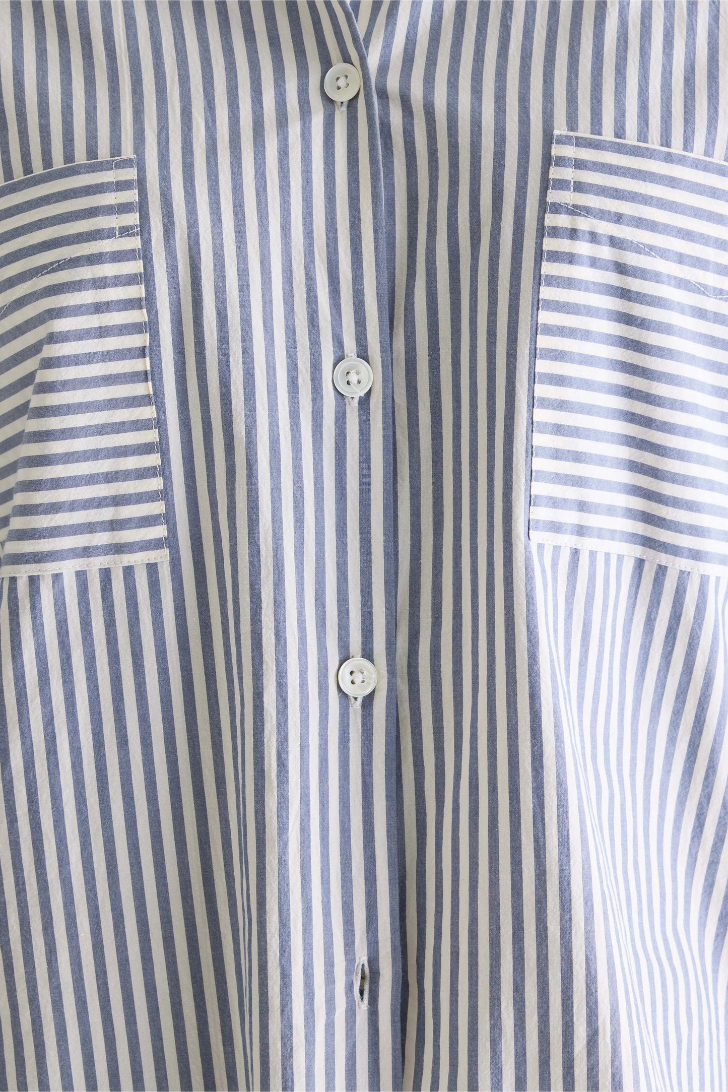 Women's Button-Down Shirt Cotton - Grey-Blue Stripe Stripe-B