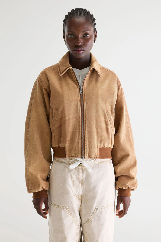 Women  Denim Jacket 100% Cotton Denim - Camel Vintage