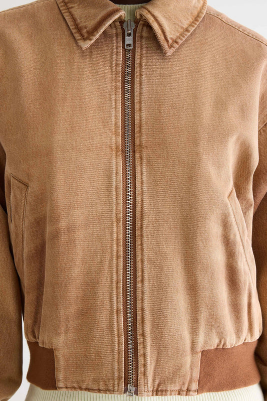 Women  Denim Jacket 100% Cotton Denim - Camel Vintage