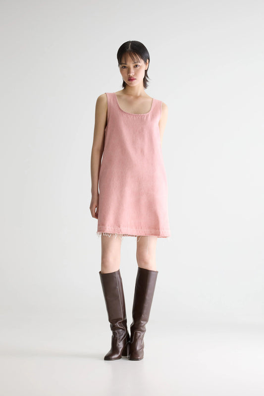 Women's Vintage Dress 100% Cotton Poplin - Stone Gray Heather Vintage-Stone-Wash