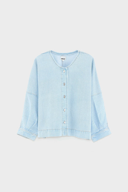 Women Relaxed Button-Down Blouse Denim - Light Blue Bleach