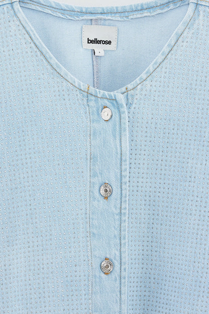 Women Relaxed Button-Down Blouse Denim - Light Blue Bleach