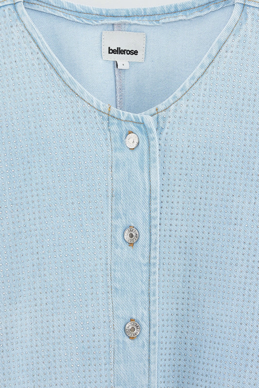 Women Relaxed Button-Down Blouse Denim - Light Blue Bleach