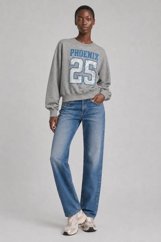BOWERY | PHOENIX Cropped Sweatshirt - Grey-Melange