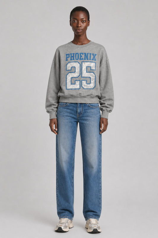 BOWERY | PHOENIX Cropped Sweatshirt - Grey-Melange