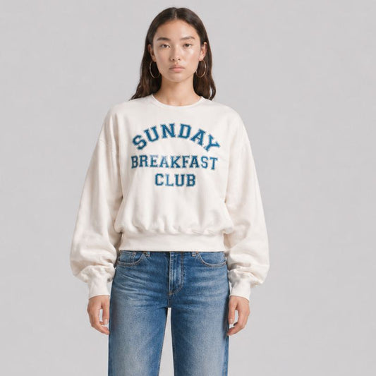 BOWERY | Sunday Breakfast Graphic Sweatshirt - Oversized Terry Off-White