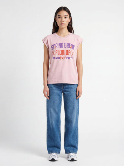 Women Graphic T-Shirt Premium Soft Jersey Knit - Flamingo Pink Vintage-Flamingo