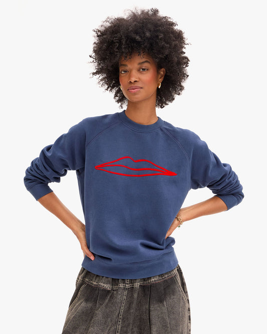 Sweatshirt Lips Sweater Navy