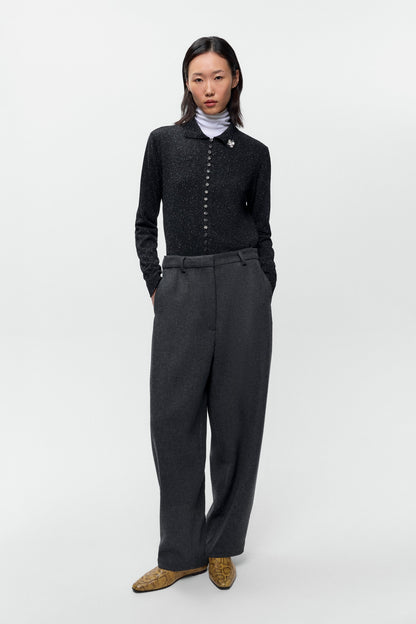 CORDERA-745 SILK WOOL FLECK POLO-BLACK_01.jpg