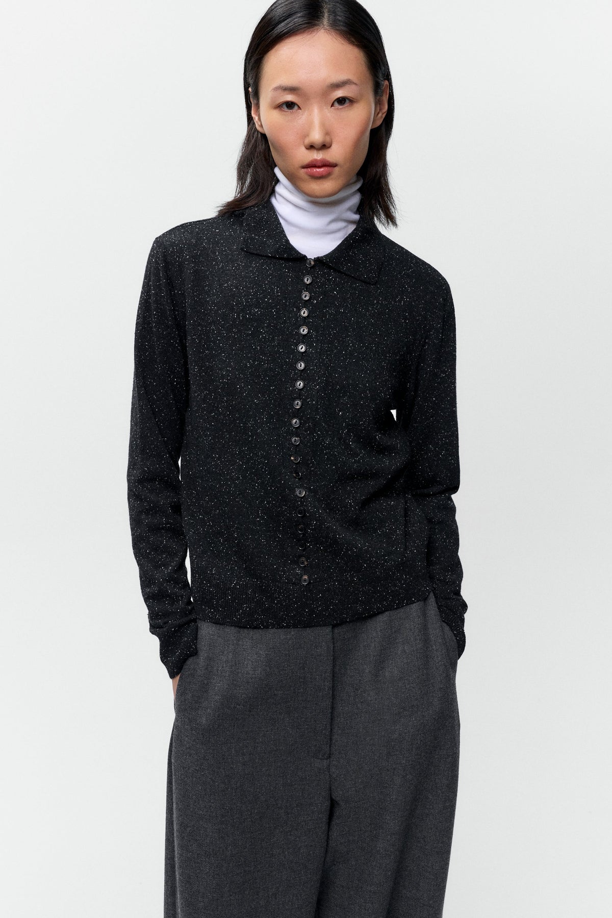 CORDERA-745 SILK WOOL FLECK POLO-BLACK_02.jpg