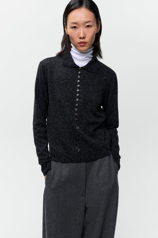 CORDERA-745 SILK WOOL FLECK POLO-BLACK_02.jpg