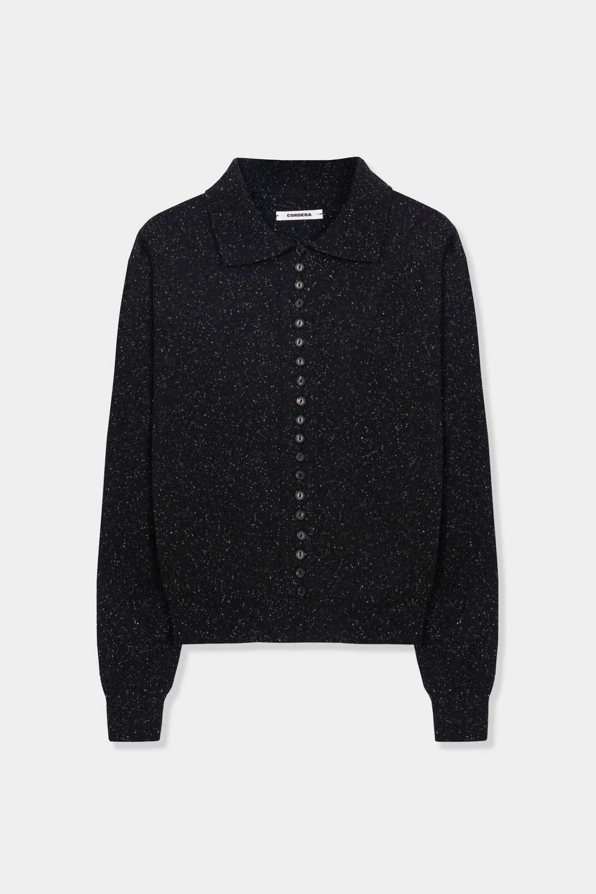 CORDERA-745 SILK WOOL FLECK POLO-BLACK_04.jpg