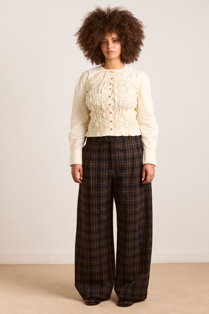 Damson Madder Women's Elliana Smocked Cardigan 100% Organic Cotton -  Yellow Butter