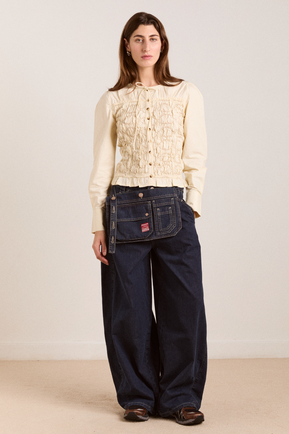 Damson Madder Women's Elliana Smocked Cardigan 100% Organic Cotton -  Yellow Butter