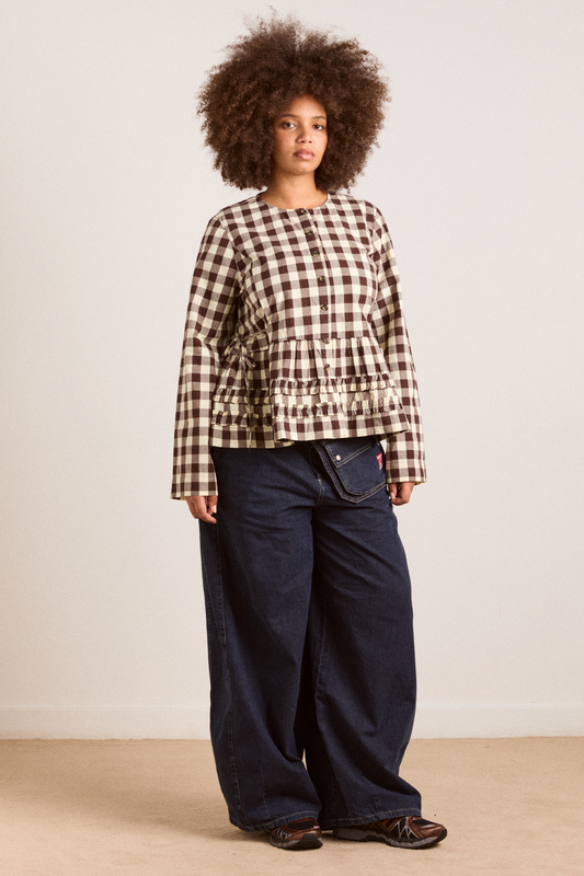 Damson Madder Women's Madison Blouse 100% Organic Cotton - Butter-Gingham
