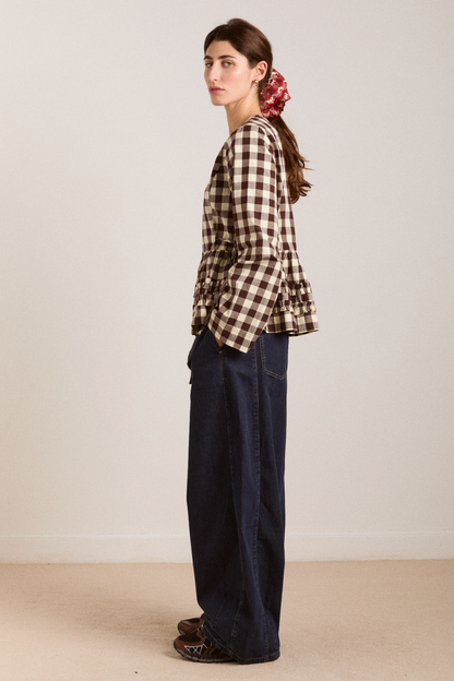 Damson Madder Women's Madison Blouse 100% Organic Cotton - Butter-Gingham