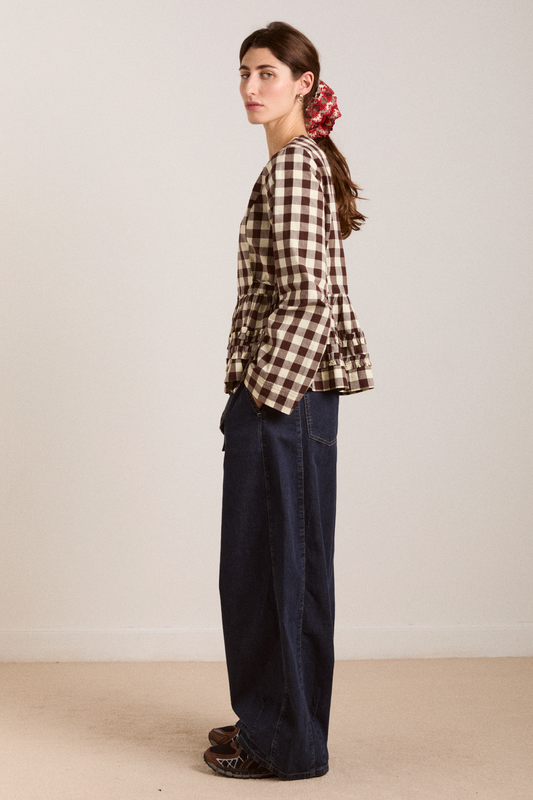 Damson Madder Women's Madison Blouse 100% Organic Cotton - Butter-Gingham