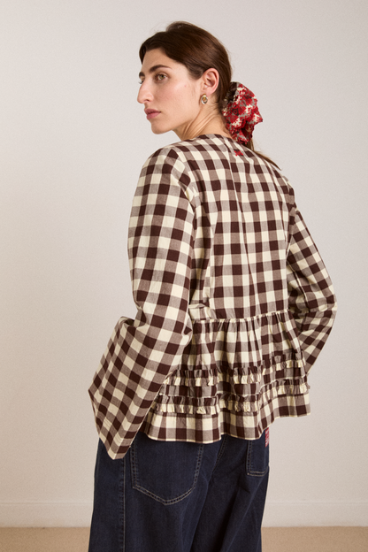 Damson Madder Women's Madison Blouse 100% Organic Cotton - Butter-Gingham